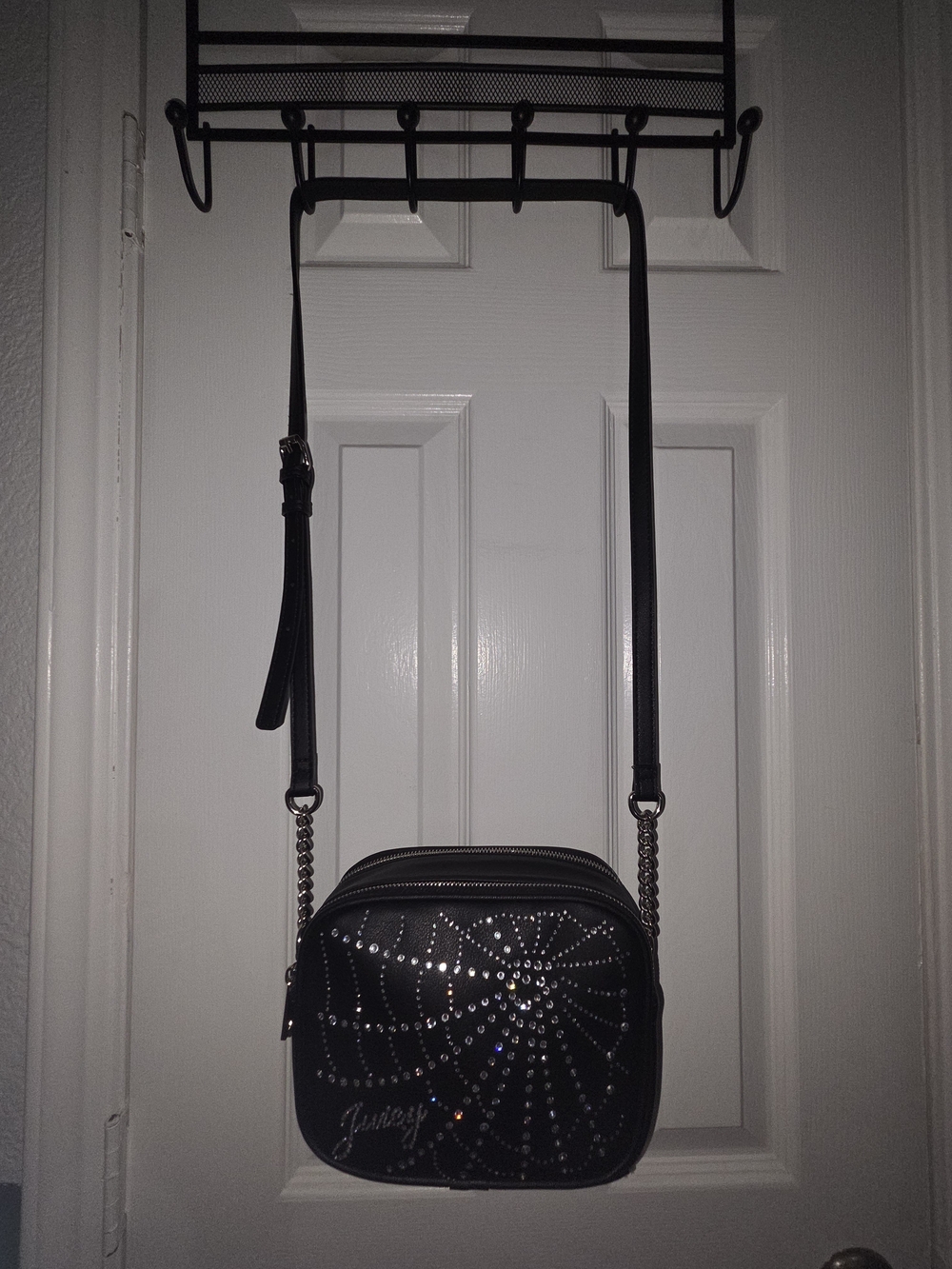 Juicy Couture Black Rhinestone Spiderweb Crossbody Bag. NWOT - Picture 4 of 13